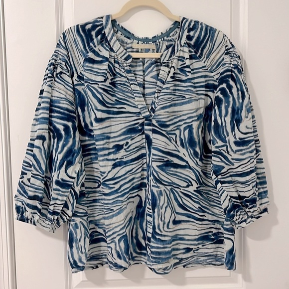 Lola Australia Twenty Shirt Animal Swirl Navy Print Cotton Coastal Resort Boho - Picture 1 of 13